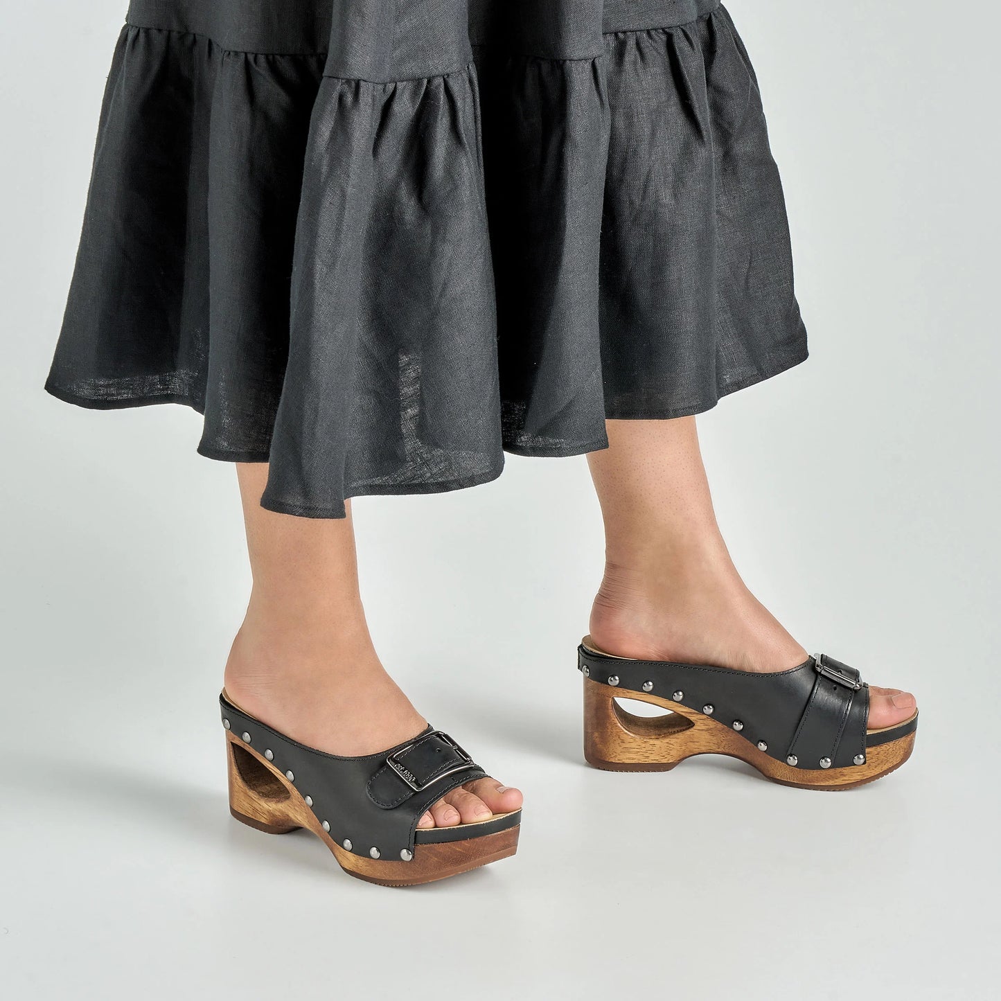 Adeline Black Calf Wood