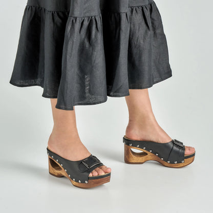Adeline Black Calf Wood