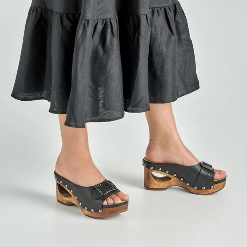 Adeline Black Calf Wood