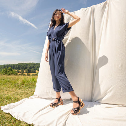 Alanna Black Calf Wood