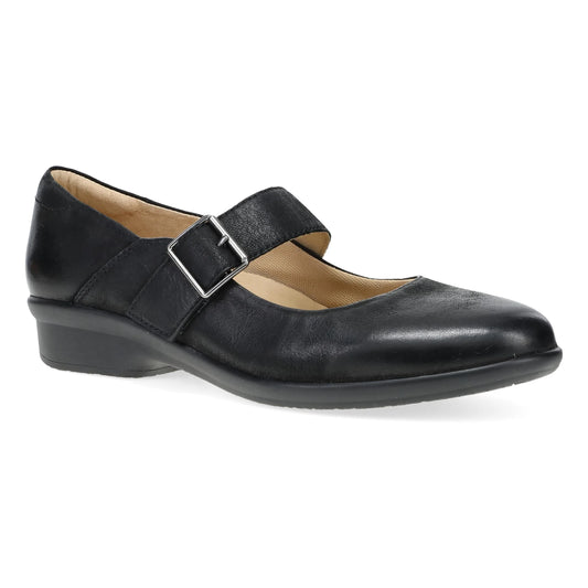 Collette Wide Black Burnished Nubuck